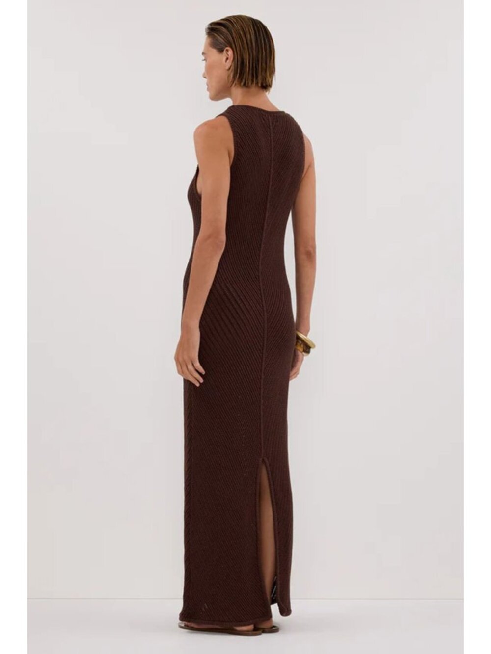 DISSH Bloom Chocolate Crochet Maxi Dress Knit Fitted Sleeveless Brown Large - Picture 12 of 14